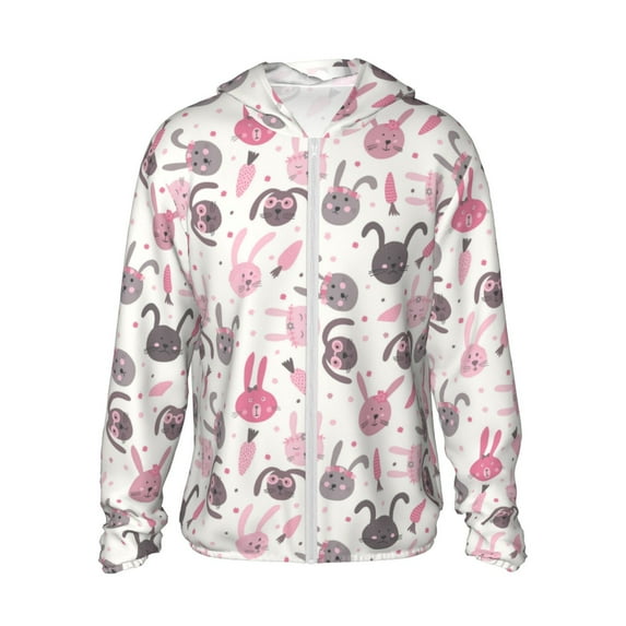 Fotbe Rabbit And Carrot Men's Women's UPF 50+ Sun Protection Jacket Hooded Cooling Shirt with Pockets Hiking Outdoor Performance-X-Large