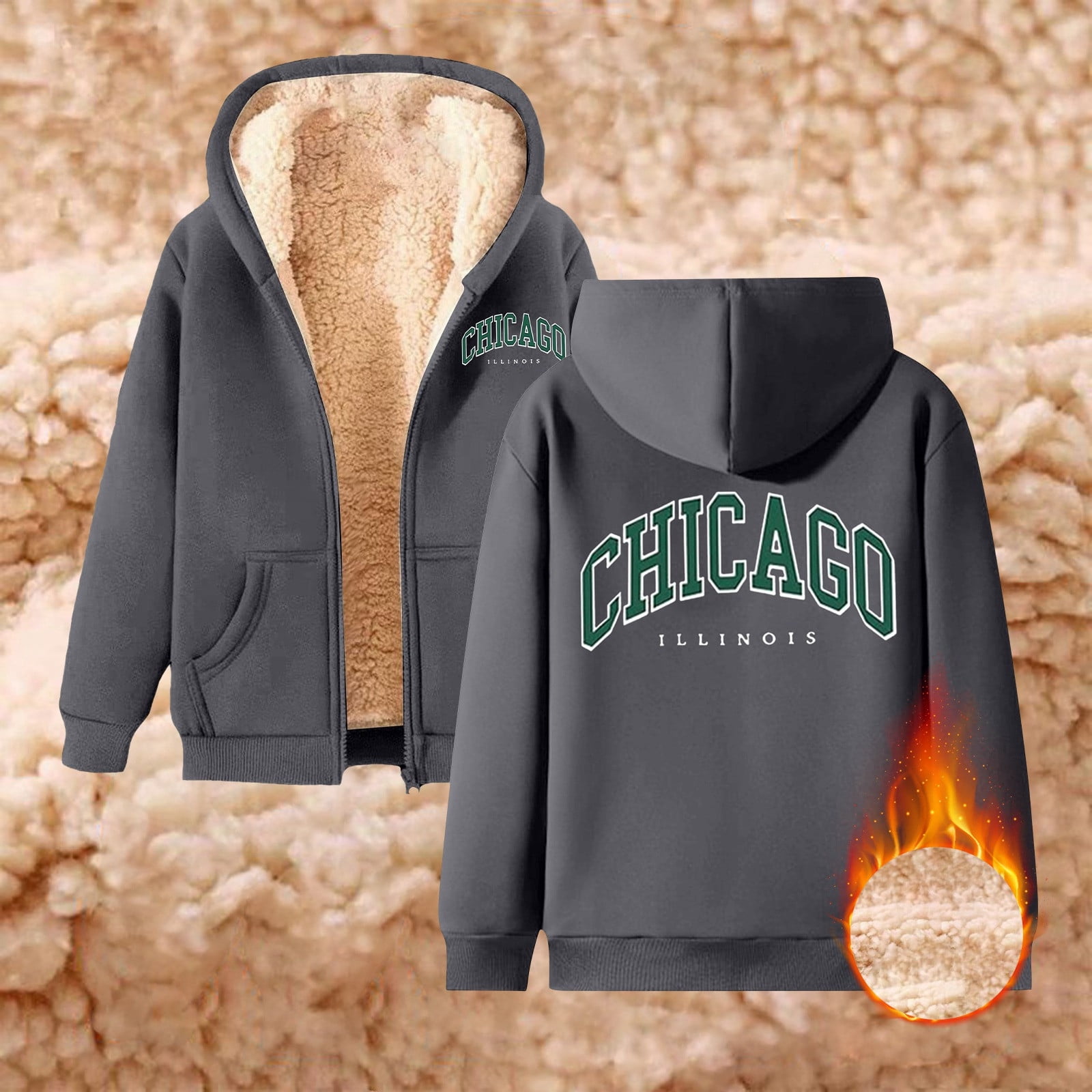 Men's And Women's Sports Winter Casual Same Style Autumn And Winter Fashion Same Style Casual Printed Sports Winter Coat With Zipper Hooded Sweatshirt With Pocket Long Sweatshirts Leggings Women's Zip