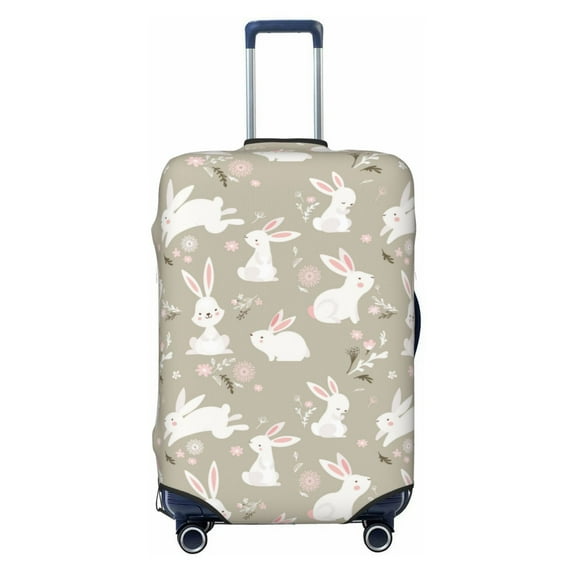 Fotbe Rabbit And Flower Luggage Cover Protector,Suitcase Protector,Scratch and Dirt Resistant,Fits 18-32 Inch Luggage-Large