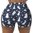 thumbnail image 1 of Fotbe Rabbit And Flower Seamless Shorts, Womens Workout Shorts High Waist Stretch Booty Short for Gym/Yoga/Running/Biking-Small, 1 of 9