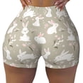 thumbnail image 1 of Fotbe Rabbit And Flower Seamless Shorts, Womens Workout Shorts High Waist Stretch Booty Short for Gym/Yoga/Running/Biking-XX-Large, 1 of 9