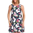 thumbnail image 1 of Fotbe Rabbit And Rose Pattern Women’s Summer Tank Midi Dress – Sleeveless A-Line Dress, Floral T-Shirt Dress, Casual Flowing Beach Sundress, 1 of 7