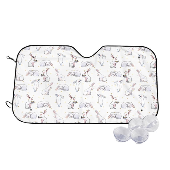 Fotbe Rabbit Eating Car Windshield Sunshade | Sun Visor Protector Front Window Shade, Keeps Out UV Rays, Keeps Your Vehicle Cool-Medium