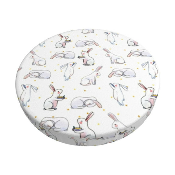 Fotbe Rabbit Eating Stool Covers Round,Waterproof Round Bar Stool Covers Bar Chair Covers Washable Stool Cushion Slipcover for 12-14 Inch Chair-14 inch