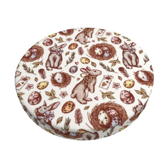 Fotbe Rabbit And Egg Stool Covers Round,Waterproof Round Bar Stool Covers Bar Chair Covers Washable Stool Cushion Slipcover for 12-14 Inch Chair-14 inch