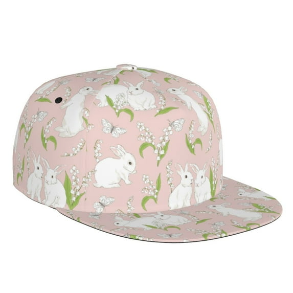 Fotbe Rabbit Flat Bill Visor Cap Classic Snapback Hat Polyester Foam Trucker Hat Trucker Cap Adjustable Baseball Cap