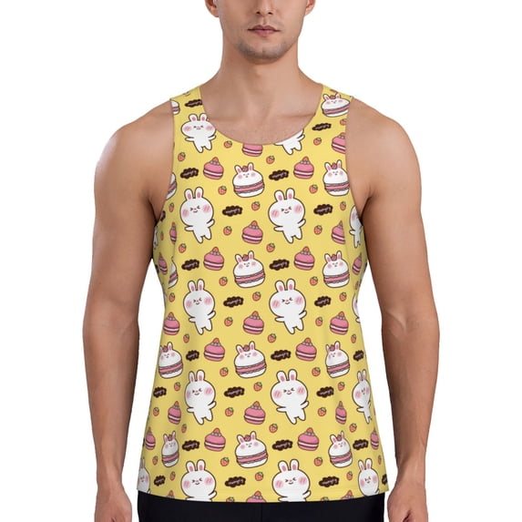 Fotbe Rabbit Hunger Pattern Men's Quick Dry Workout Tank Top Gym Muscle Tee Fitness Bodybuilding Sleeveless T Shirt Breathable Workout Shirt-Large
