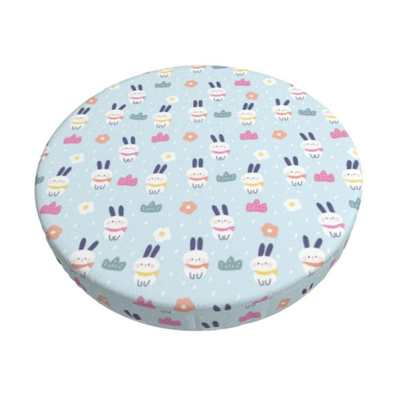 Fotbe Rabbit In The Rain Stool Covers Round,Waterproof Round Bar Stool Covers Bar Chair Covers Washable Stool Cushion Slipcover for 12-14 Inch Chair-12 inch