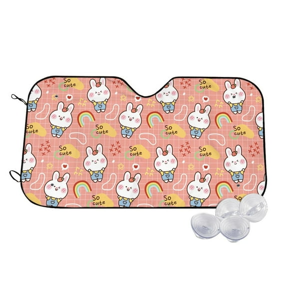 Fotbe Rabbit So Cute Car Windshield Sunshade | Sun Visor Protector Front Window Shade, Keeps Out UV Rays, Keeps Your Vehicle Cool-Small