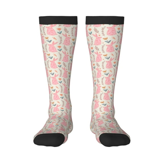 Fotbe Rabbit print Women's Men's Novelty Crew Socks Cotton Socks Knee High Socks for Walking,Running,Nurses,Pregnancy