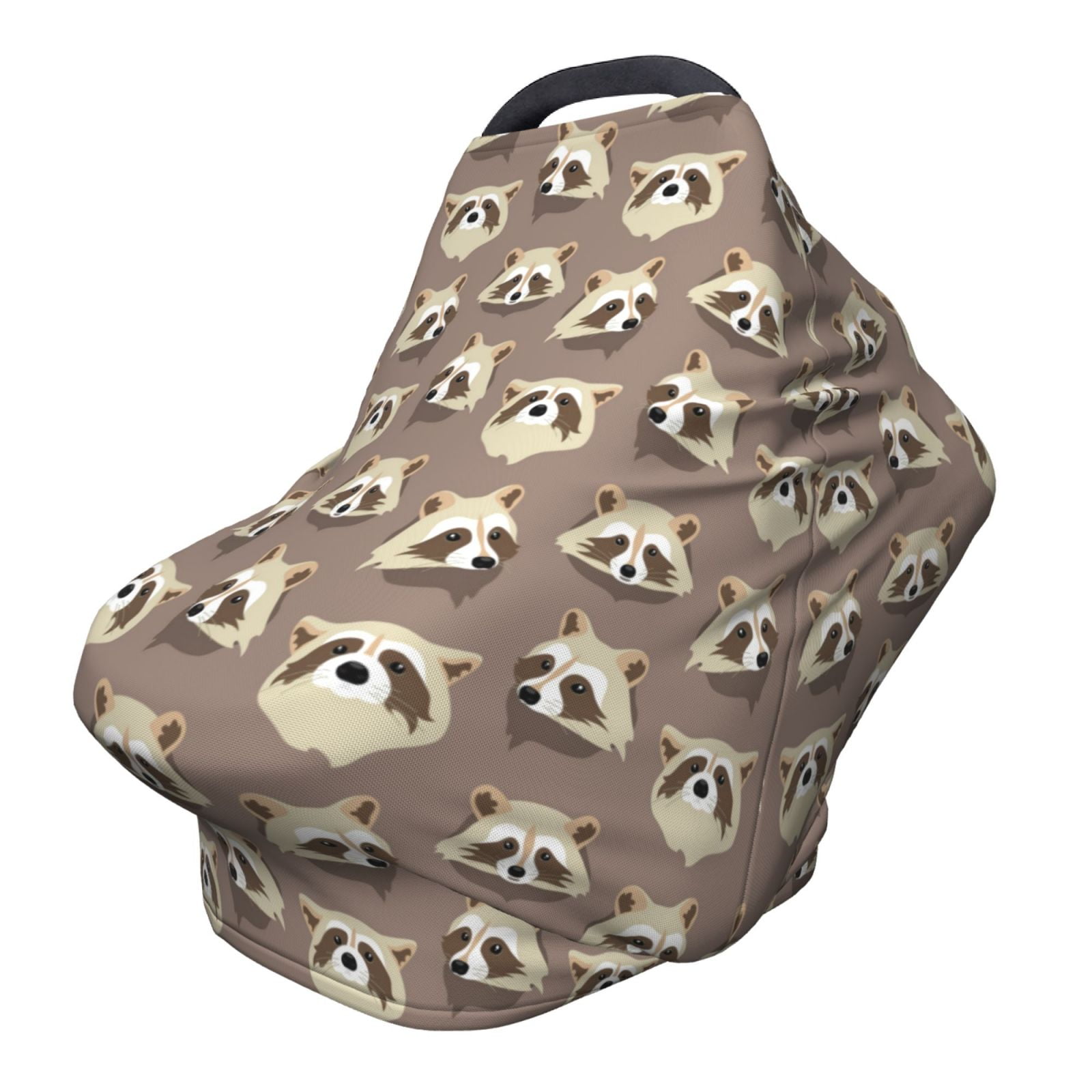 Fotbe Raccoon Pattern Car Seat Covers for Babies, Nursing Breastfeeding Cover Infant Carseat Canopy, Soft Stretchy Carrier Cover