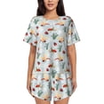thumbnail image 1 of Fotbe Ragonfly And Ladybug Print Pajama Set for Women 2 Piece Loungewear Short Sleeve Tops and Shorts Set Soft Sleepwear-XX-Large, 1 of 7