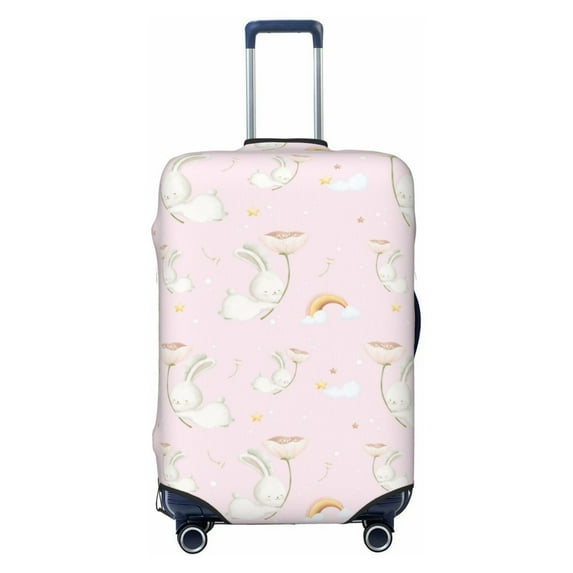 Fotbe Rainboe And Rabbit Luggage Cover Protector,Suitcase Protector,Scratch and Dirt Resistant,Fits 18-32 Inch Luggage-X-Large