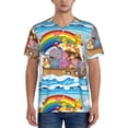 thumbnail image 1 of Fotbe Rainbow Animals on Noah's Ark Baseball Jersey Shirt for Men and Women, Casual Short Sleeves Button Down T-Shirt-Medium, 1 of 9