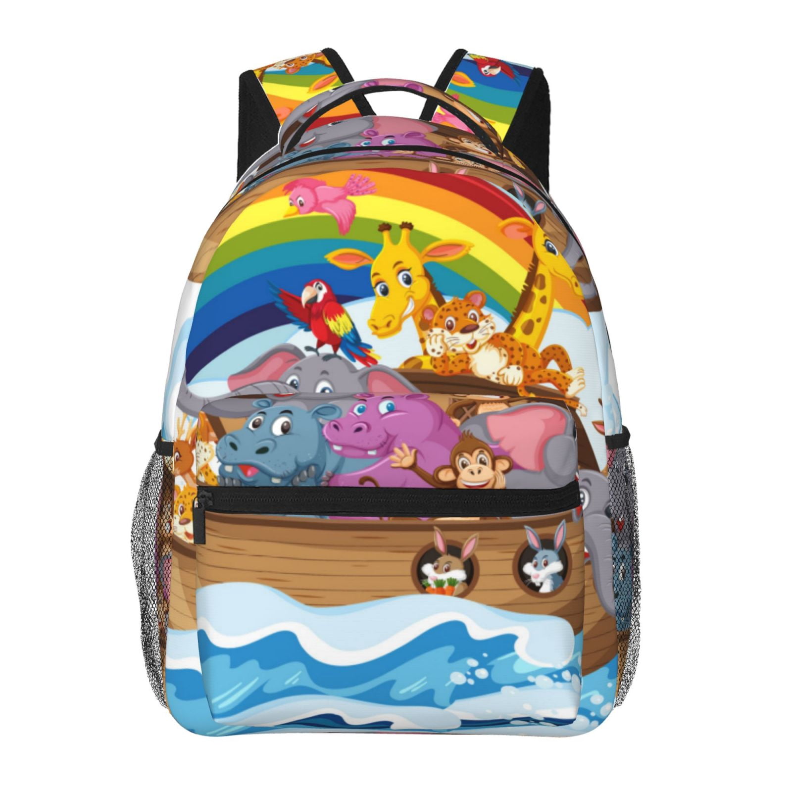 Fotbe Rainbow Animals on Noah's Ark Pattern Casual Backpack for School ...