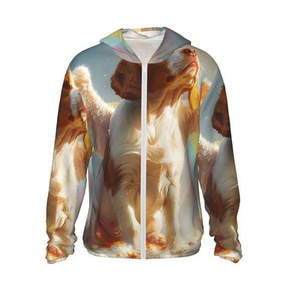 Fotbe Rainbow English Cocker Spaniel Men's Women's UPF 50+ Sun Protection Jacket Hooded Cooling Shirt with Pockets Hiking Outdoor Performance-Large