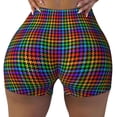 thumbnail image 1 of Fotbe Rainbow Houndstooth Seamless Shorts, Womens Workout Shorts High Waist Stretch Booty Short for Gym/Yoga/Running/Biking-Medium, 1 of 9