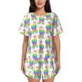 thumbnail image 1 of Fotbe Rainbow Llama Print Pajama Set for Women 2 Piece Loungewear Short Sleeve Tops and Shorts Set Soft Sleepwear-XX-Large, 1 of 7