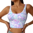 thumbnail image 1 of Fotbe Rainbow Scales Pattern Womens' Sports Bra Longline Wirefree Padded with Medium Support Sports Moisture-Wicking Workou Vest,Tank Top-, 1 of 7