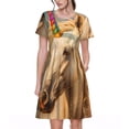 thumbnail image 1 of Fotbe Rainbow White Horse Pattern Dress Casual Womens Fashion Short Sleeve Maxi Dress T Shirt Dress Striped Long Color Block Maxi Dress, 1 of 6