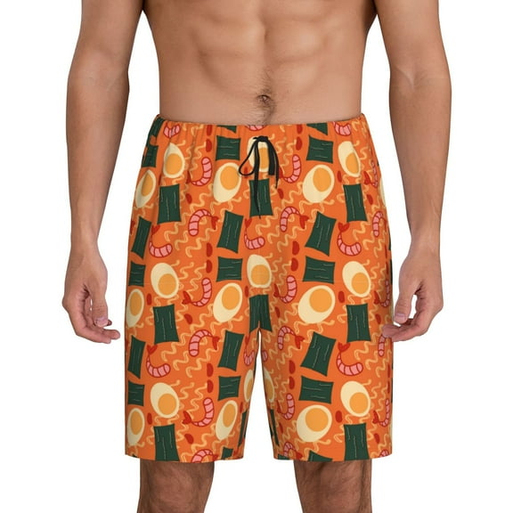 Fotbe Ramen Noodle Soup Pajama Shorts for Men, Men's Pajama Bottoms, Sleepwear,Short Pajama Pants-Medium