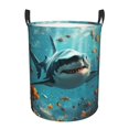 thumbnail image 1 of Fotbe Realistic Ocean Shark Laundry Basket with Handles, Waterproof Large Laundry Hamper, Wash Bag for Corner Dorm, Rolling Laundry Basket with Handles-Small, 1 of 8