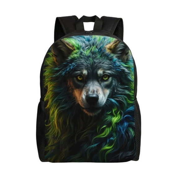 Fotbe Realistic Style Colorful Wolf A Travel Laptop Backpack, Business Slim Sturdy Laptops Backpack, Water Resistant College School Computer Bag Gift for Men & Women Fits 15.6 Inch Notebook