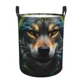 thumbnail image 1 of Fotbe Realistic Style Colorful Wolf Laundry Basket with Handles, Waterproof Large Laundry Hamper, Wash Bag for Corner Dorm, Rolling Laundry Basket with Handles-Small, 1 of 8