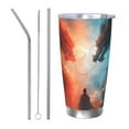 thumbnail image 1 of Fotbe Red And Blue Sky Dragon Pattern 20 oz Tumbler Stainless Steel Vacuum Insulated Coffee Ice Cup Double Wall Travel Flask Leak-proof Coffee Cup-Straw Three-piece Set, 1 of 8