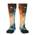 thumbnail image 1 of Fotbe Red And Blue Waves print Women's Men's Novelty Crew Socks Cotton Socks Knee High Socks for Walking,Running,Nurses,Pregnancy, 1 of 8