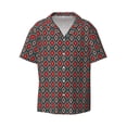 thumbnail image 1 of Fotbe Red And Orange On Blue Teal print Short Sleeve Button Down Shirts for Men Casual Summer Beach Wrinkle Free Shirt-X-Large, 1 of 7
