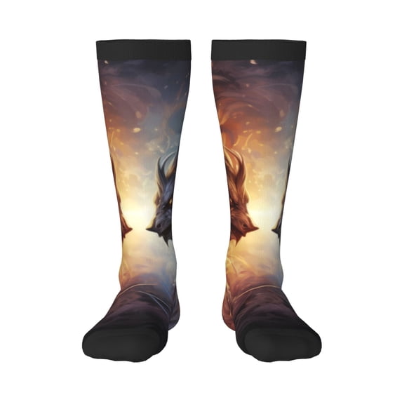 Fotbe Red And White Beast print Women's Men's Novelty Crew Socks Cotton Socks Knee High Socks for Walking,Running,Nurses,Pregnancy