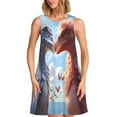 thumbnail image 1 of Fotbe Red And White Bird Couple Pattern Women’s Summer Tank Midi Dress – Sleeveless A-Line Dress, Floral T-Shirt Dress, Casual Flowing Beach Sundress, 1 of 7