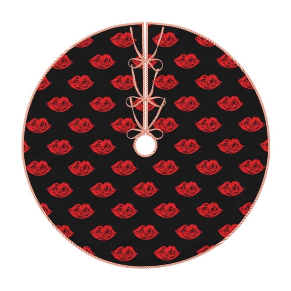 Fotbe Red Beautiful Lips Pattern Christmas Tree Skirt, Tree Skirts Plush Christmas Decorations, Christmas Tree Skirts Xmas Decorations Holiday Party Decor-36"