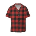 thumbnail image 1 of Fotbe Red Black Plaid print Short Sleeve Button Down Shirts for Men Casual Summer Beach Wrinkle Free Shirt-3X-Large, 1 of 7