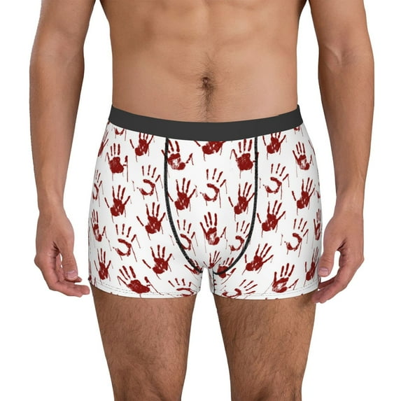 Fotbe Red Bloody Scary Hands2 Men’s Total Support Pouch Boxer Briefs, X-Temp Cooling, Moisture-Wicking Underwear, Regular, Long-leg and Trunk-Small