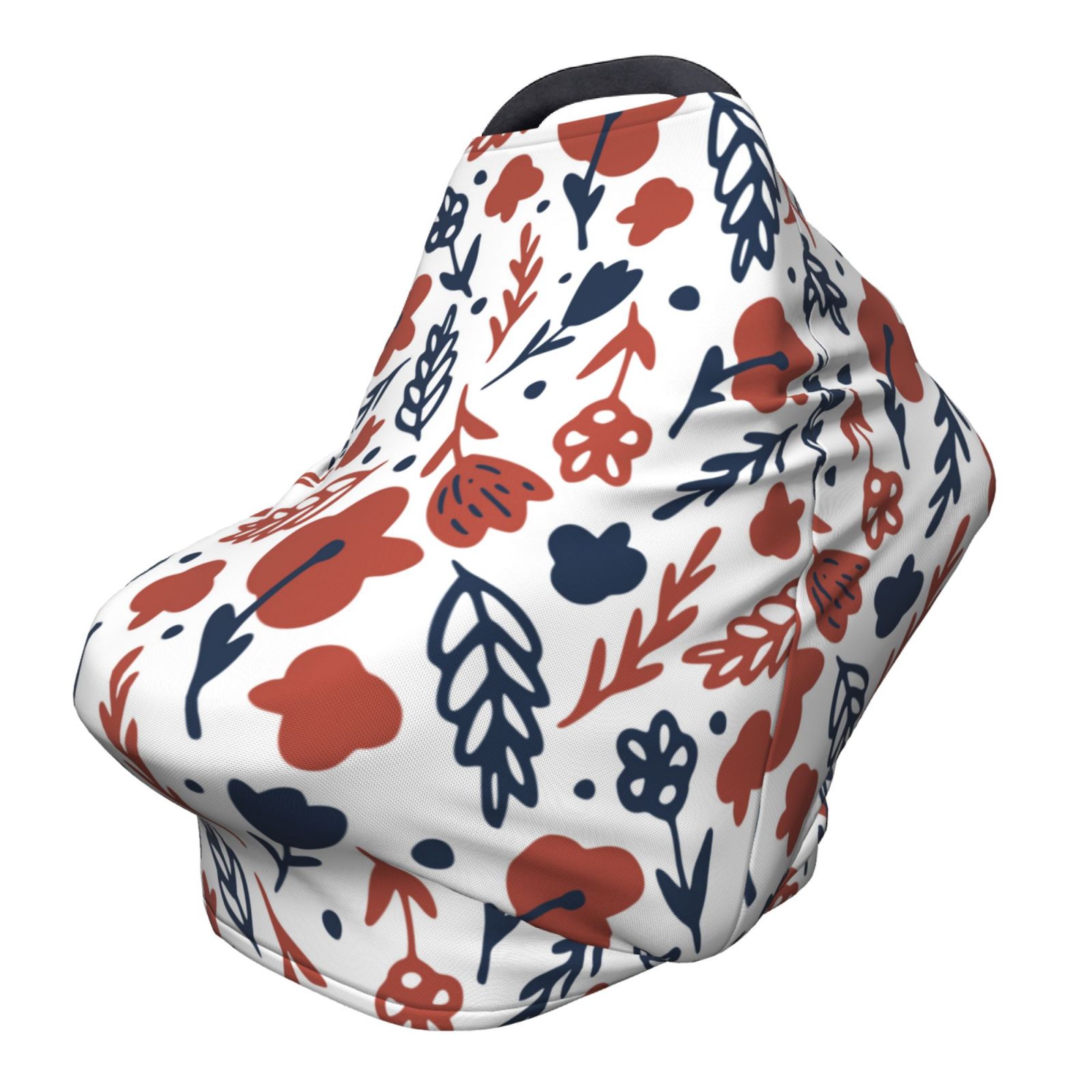 Fotbe Red Blue Leaves Pattern Car Seat Covers for Babies, Nursing Breastfeeding Cover Carseat Canopy, Soft Stretchy Carrier Cover