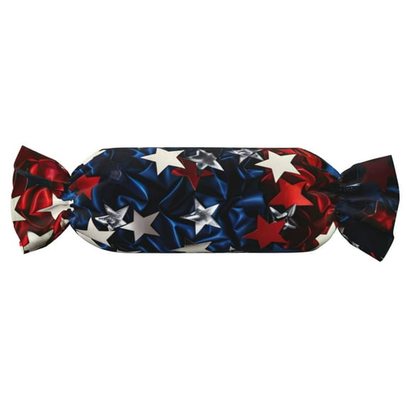 Fotbe Red Blue White Stars Pattern Cervical Neck Pillow, Candy Pillow, Roll Foam Pillows, Bolster Pillow, Round Neck Pillows Support for Sleeping | Bolster Pillow