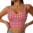 thumbnail image 1 of Fotbe Red Checkboard Pattern Womens' Sports Bra Longline Wirefree Padded with Medium Support Sports Moisture-Wicking Workou Vest,Tank Top-, 1 of 9