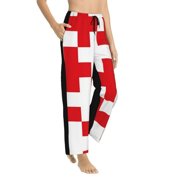 Fotbe Red Cross 1 Women's Pajama Pants,Sleepwear Pants,Pj Bottoms Drawstring And Pockets-Small