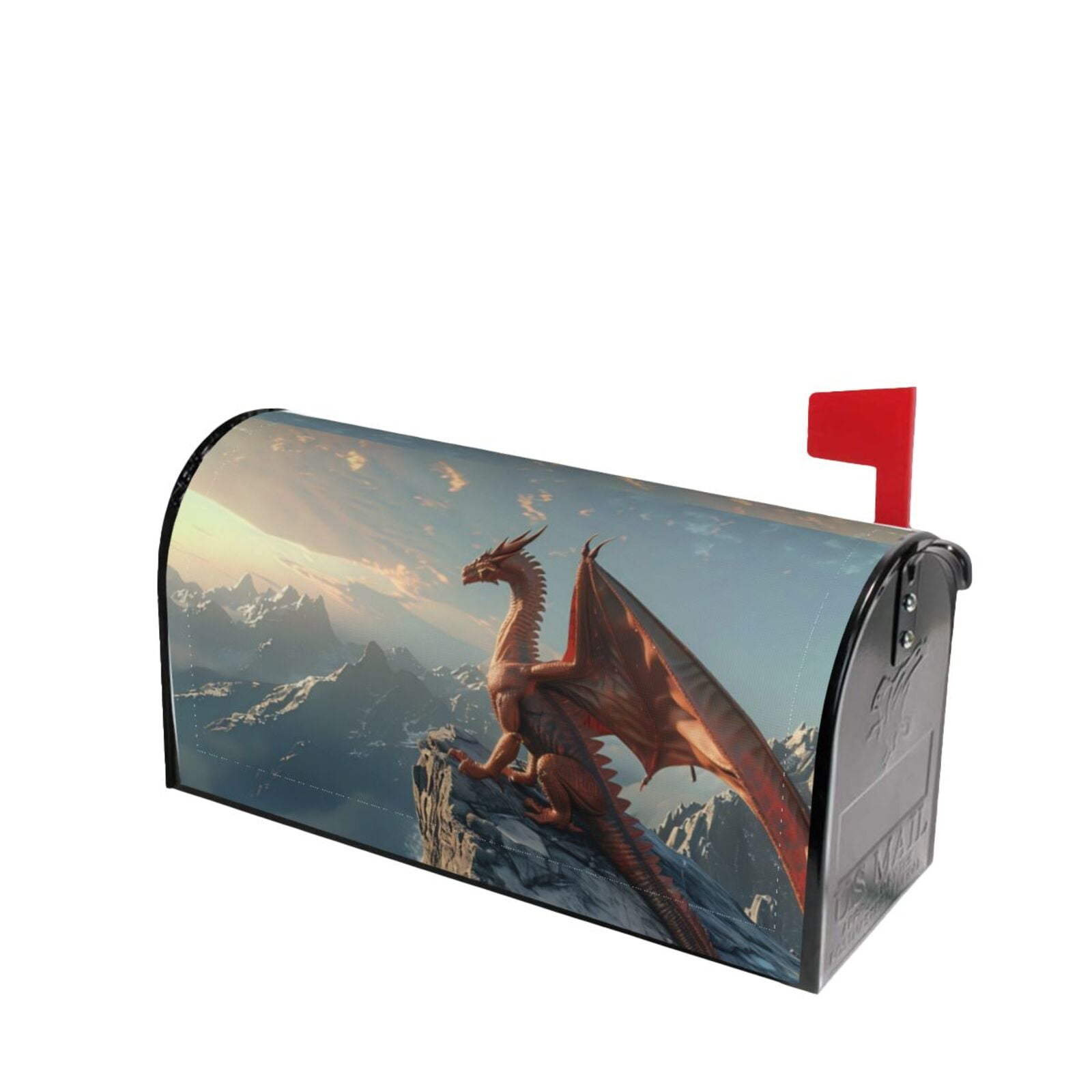 Fotbe Red Dragon Mountain Sunrise Mailbox Covers Post Letter Box Cover