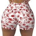 thumbnail image 1 of Fotbe Red Football Seamless Shorts, Womens Workout Shorts High Waist Stretch Booty Short for Gym/Yoga/Running/Biking-Small, 1 of 9