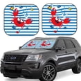 thumbnail image 1 of Fotbe Red Funny Crab on Blue Stripe 2-Piece Car Windshield Sun Shade | Sun Blocker for Car Windshield | Foldable Automotive Interior Accessories for Sun Protection-Large, 1 of 7