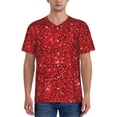 thumbnail image 1 of Fotbe Red Glitter Baseball Jersey Shirt for Men and Women, Casual Short Sleeves Button Down T-Shirt-Small, 1 of 9