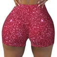 thumbnail image 1 of Fotbe Red Glitter Seamless Shorts, Womens Workout Shorts High Waist Stretch Booty Short for Gym/Yoga/Running/Biking-Medium, 1 of 9