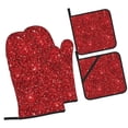thumbnail image 1 of Fotbe Red Glitter for 4Pcs Oven Mitts and Pot Holders, 500℉ Heat Resistant Oven Mitts , Non-Slip Silicone Surface Safe for Baking, Cooking, BBQ, 1 of 6