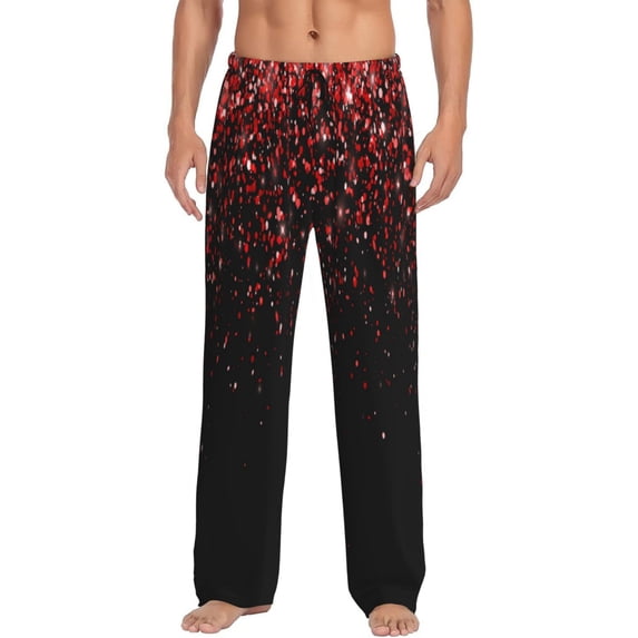 Fotbe Red Glitter1 Men's Pajama Pants,Sleepwear Pants,Pj Bottoms Drawstring And Pockets-Small