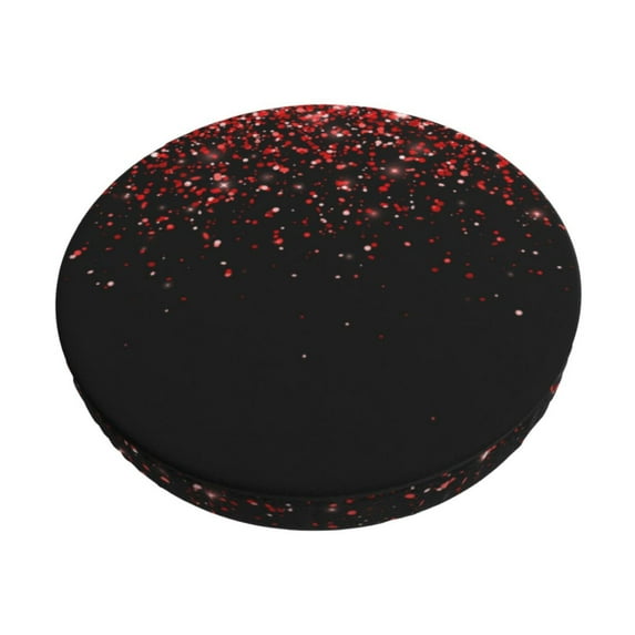 Fotbe Red Glitter1 Stool Covers Round,Waterproof Round Bar Stool Covers Bar Chair Covers Washable Stool Cushion Slipcover for 12-14 Inch Chair-12 inch
