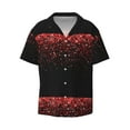 thumbnail image 1 of Fotbe Red Glitter1 print Short Sleeve Button Down Shirts for Men Casual Summer Beach Wrinkle Free Shirt-3X-Large, 1 of 7