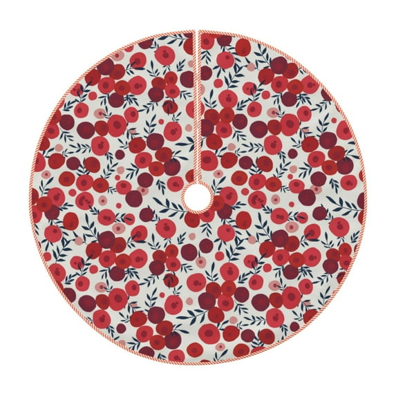 Fotbe Red Hawthorn Pattern Christmas Tree Skirt, Tree Skirts Plush Christmas Decorations, Christmas Tree Skirts Xmas Decorations Holiday Party Decor-48"
